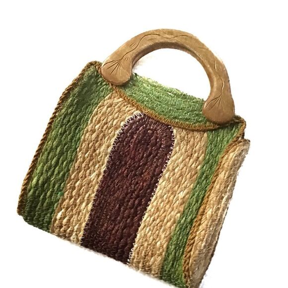 Vintage Dyed Woven Straw Hand Bag - Picture 1 of 8